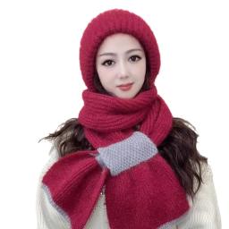 Chapéu cachecol de inverno, design de dois tons, forrado de lã, à prova de vento, proteção para os ouvidos, gorro de malha quente para clima frio, atividades ao ar livre - Image 4