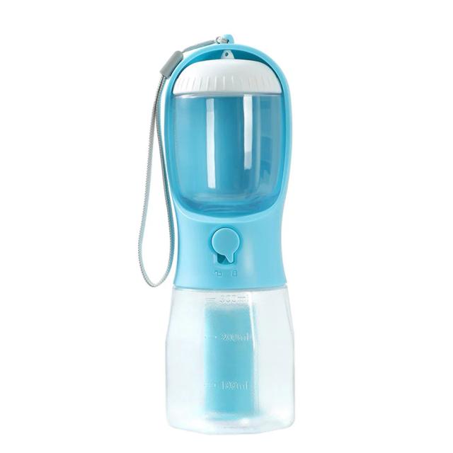 Garrafa portátil para pets com armazenamento de água e comida, ideal para viagens ao ar livre