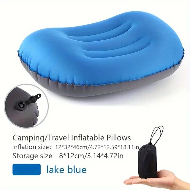 Travesseiro Inflável Ultralight para Acampamento - Apoio Ergonômico para Pescoço e Lombar, Ideal para Mochileiros