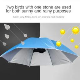 Cabeça vestindo chapéu guarda-chuva dobrável para proteção solar proteção contra chuva pesca esportes ao ar livre ciclismo proteção solar guarda-chuva chapéu - Image 5