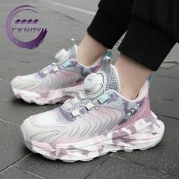 Crianças sapatos casuais estudante tênis de corrida deslizamento esporte sapato menino menina tênis novo quatro estações sapato malha rotativa - Image 6
