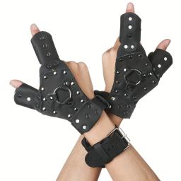 Luvas de proteção para esportes ao ar livre: estilingue/tiro com arco/dardos/rebites de pesca, luvas de couro, mangas de pulso fixas pretas - Image 2
