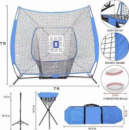 Practice Net Deluxe Tee Ball Caddy 3 Bola de treinamento/Strike Zone Bundle Bolsa de transporte |   Rebatidas de lançamento de softball de beisebol - Image 2