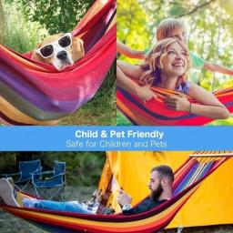 Portátil Double Camping Hammock, lona confortável, cama pendurada, jardim ao ar livre, móveis de praia, cadeira de balanço, 260x150cm - Image 4