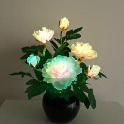 Flor Peônia colorida com Fio de Fibra Óptica, Fada Fibra Óptica, Plástico de Seda, Novidade, Festa Artística, Loja Decoração - Image 6