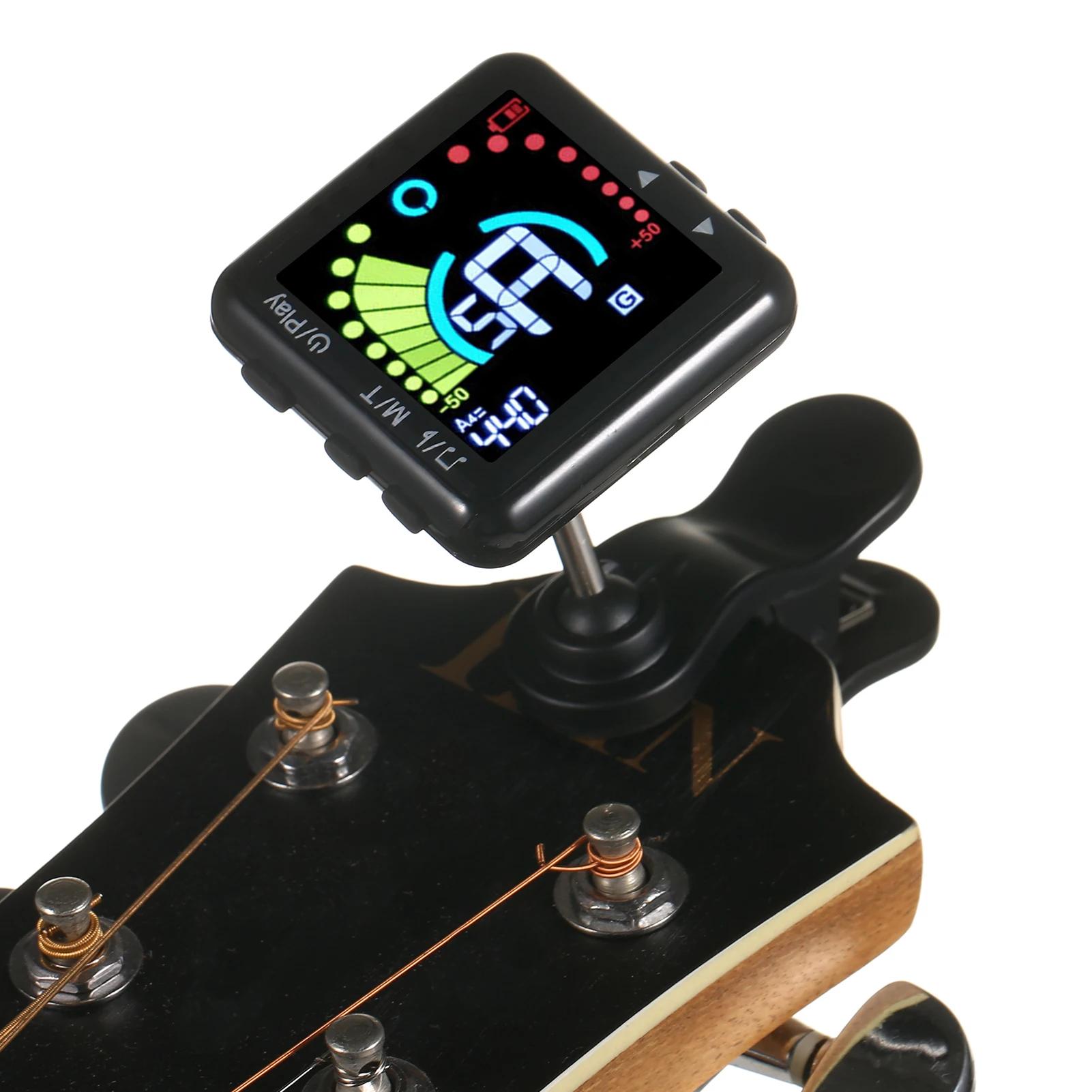 Guitar Tuner Recarregável Guitar Tuner Clip On LED Color Display Tuner Guitarra Elétrica Profissional para Guitarra Baixo Violino - Image 1