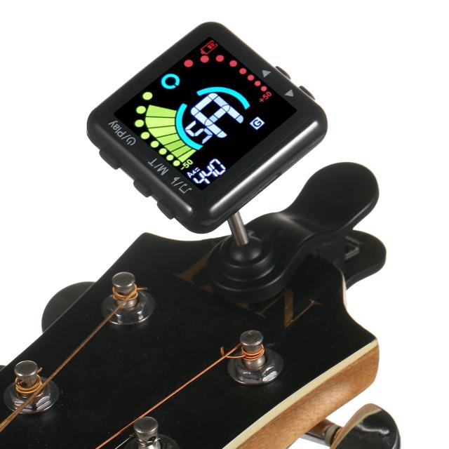 Afine sua Música com o Afinador Recarregável Clip-On LED para Guitarra Elétrica, Baixo e Violino