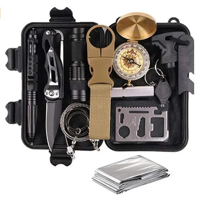 Kit Completo de Ferramentas Táticas 17 em 1 para Aventura ao Ar Livre, Camping, Caminhadas e Sobrevivência na Natureza