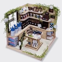 Loja de Pigmentos Casa Casas de Bonecas, Kits de Construção em Miniatura, Dollhouse com Móveis, Villa para Meninas, Presentes de Aniversário - Image 1