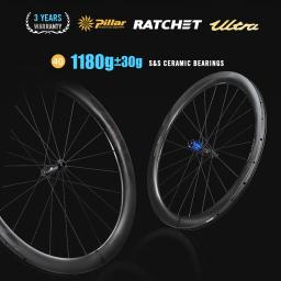 Ryet estrada carbono bicicleta rodado 1180g ultraleve cerâmica tubeless clincher freio a disco catraca 36t hub roda da bicicleta ciclismo jantes - Image 1