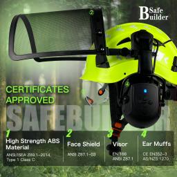 Segurança ventilada Hard Hats com viseira Bluetooth, orelha regalos, escudo facial, silvicultura, motosserra, trabalho em árvore, ao ar livre, ANSI Z89.1 - Image 3