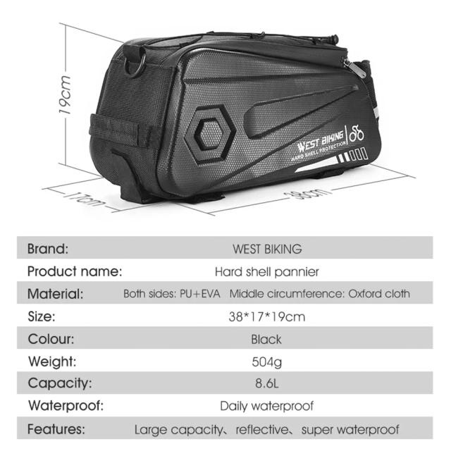 Bolsa Traseira Impermeável para Bicicleta - Pannier de Ciclismo em EVA e Oxford para Transporte de Bagagem e Equipamentos MTB