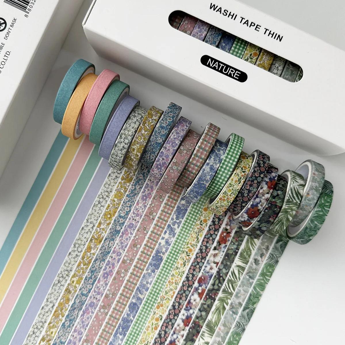 Conjunto De Fita Retro Washi, Suprimentos Scrapbooking, Adesivos Decorativos, Decoração Do Diário, Magro, 20pcs - Image 1