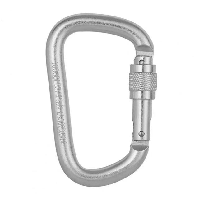 Mosquetão D de Aço para Montanhismo - Alta Carga de 45KN com Sistema Main Lock