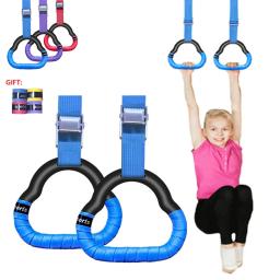 Anéis de ginástica antiderrapante para crianças, barra horizontal, brinquedo interior, balanço, alças reguláveis, pull-up, treino, equipamentos de fitness - Image 1