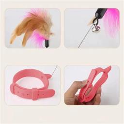 Brinquedo interativo com penas Varinha para gatos, Teaser de penas engraçado, Vara com sino, Coleira de gatinho, Brinquedos de treinamento para gatos - Image 3