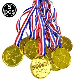 Mini Troféus e Prêmios, Copa Troféu de Plástico Dourado, Medalhas Douradas Brilhantes para Crianças e Adultos, Prêmios Esportivos Eventos Favores do Partido, 5Pcs - Image 4