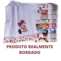 Pano de Prato Guardanapo Bordado Patchwork Pé de Galinha Kit 100% Algodão - Image 3