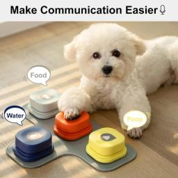 MEWOOFUN Pet Comunicação Vocal Training Brinquedo Interativo, Botão Do Cão, Gravar Falando, Bell Ringer com Pad e Adesivo, Fácil de Usar - Image 2