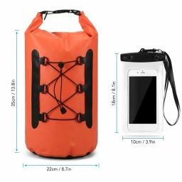 Impermeável PVC Bag com caixa do telefone, Natação Mochila, Trekking e Pesca Sack, Dry Bag Roll Top, Dispositivo de selagem, 15L - Image 6