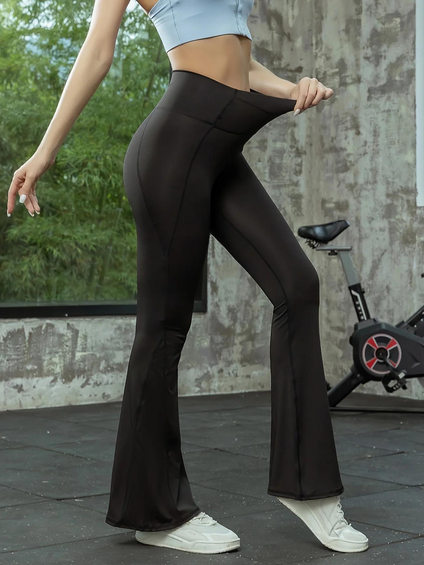 Calça de Yoga Perna Larga para Mulheres, Cintura Alta, Lift Hip, Esportes Nus, Casual Running Loose Flared Pants, Novo, 2022 - Image 1