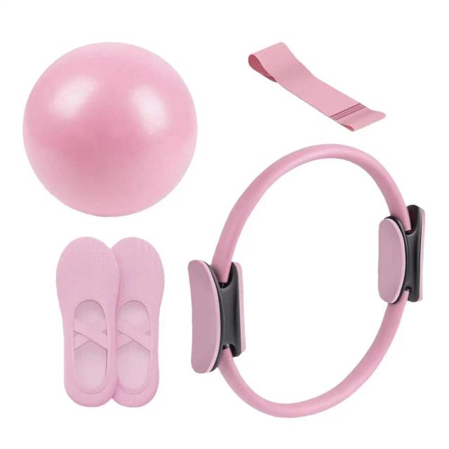 Kit Pilates e Yoga com Anel, Bola, Faixa e Cinto para Fitness em Casa