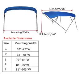 Capa de lona Bimini Top com armazenamento de tampa de inicialização, Anti-UV, proteção à prova de chuva para V-Hardy, V-Hull Jott Center, Console Boat, 600D, 4 arco - Image 6
