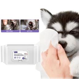 Toalhetes de limpeza descartáveis para animais, removendo olhos, orelhas, sujeira, desodorante, limpeza corporal, tecidos, cães, lavar, tecido portátil, molhado - Image 1