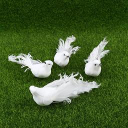 Aves brancas da espuma para a decoração, pena artificial, mini pássaros do ofício, ornamentos DIY - Image 1