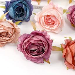 Seda artificial rosa flores cabeça, flores falsas macias, grinalda caixa de presente, ofício da noiva, casamento, decoração do casamento, DIY, 3 pcs, 5pcs - Image 2