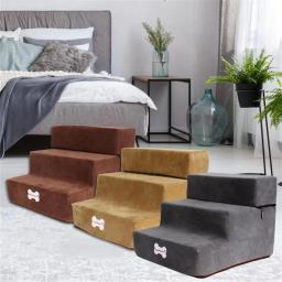 Escada de cama removível antiderrapante, escada de rampa para cães pequenos e gatos, suprimentos para cães, 3 passos, 30cm - Image 4
