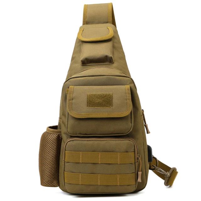 Mochila Tática Multifuncional de Pesca Camuflada à Prova d'Água com Alça Crossbody