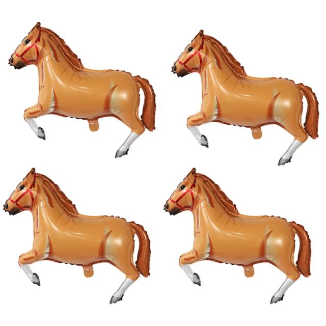 Conjunto de 4 Balões de Folha em Forma de Cavalo para Decoração de Festa de Aniversário, Chuveiro de Bebê e Festa do Vaqueiro