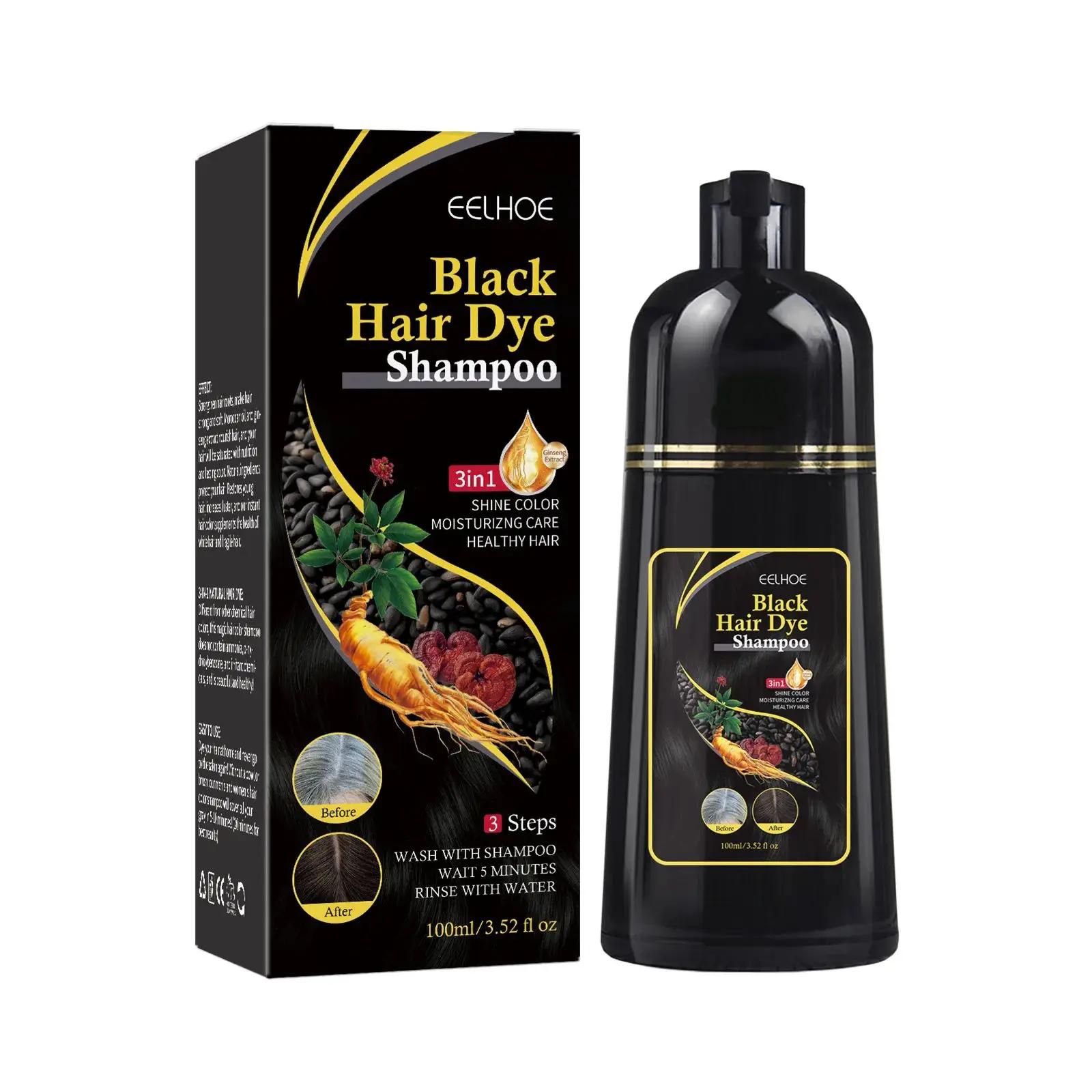 Cabelo Cor Dye Shampoo, Cinza, Capa Branca, Natural Corante Rápido, Reparar Limpeza Danificada a Seco, Raízes Nutritivas, Restaurar Cabelo Preto - Image 1