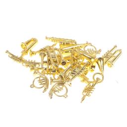 Mini Golden trompete saxofone para bonecas, instrumentos de sopro, instrumento musical, casa bar, boneca acessórios, 24pcs por conjunto - Image 4