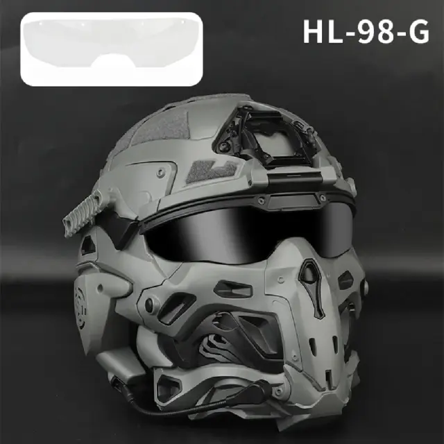 Capacete Tático Airsoft RÁPIDO com Fones de Ouvido Embutidos, Máscara Destacável e Lente de Reposição