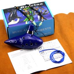 A lenda de zelda ocarina do tempo 12 buracos cerâmica alto c ocarina flauta azul inspirado tempo instrumento musical presentes colar - Image 3