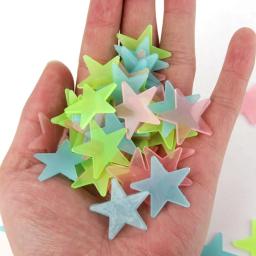 Adesivo de parede fluorescente para quarto de criança, estrela luminosa, estrelado, tridimensional, 100 pcs - Image 3