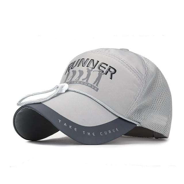 Boné de beisebol de abas longas masculino e feminino, boné de golfe, respirável, sombreado, à prova de vento, reflexivo, chapéu listrado, verão