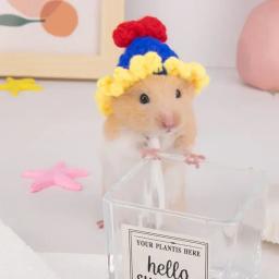 Chapéus de malha pequenos para animais, hamster adorável, lagarto, cobaia, réptil, roupas de festa de Natal, fantasia, bonés - Image 6