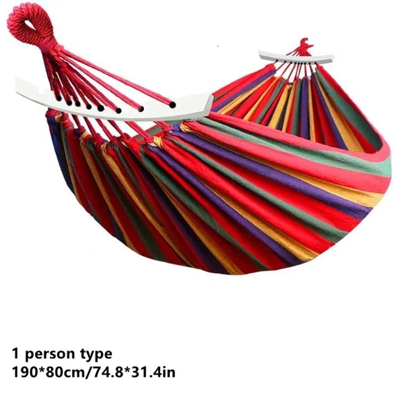Listra de lona portátil pendurar cama, Hammock ao ar livre, casa, viagens, Camping Swing, duplo, pessoas solteiras, esportes de jardim - Image 1