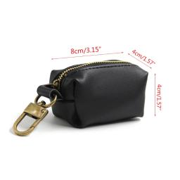 Dispensador saco cocô cachorro portátil ar livre PU bolsa para animais estimação pegar sacos cocô titular - Image 6