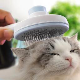 Gato de estimação escova pente do cão slicker escova de auto limpeza para o cabelo do cão gato remove emaranhado massagens de cabelo animal de estimação pente acessórios gatos - Image 4