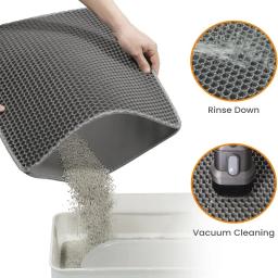 Impermeável dupla camada Pet Litter Mat, caixa de vaso sanitário do gato, areia antiderrapante, tapete lavável, almofada limpa, Pet Clean Supplies - Image 2