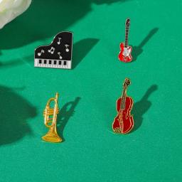 Instrumento musical série esmalte pinos fita personalizada piano guitarra gravador broches de música lapela emblemas moda jóias presentes - Image 2