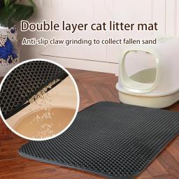 Tapete de areia impermeável para gatos com dupla camada, caixa de areia antiderrapante, cama lavável, limpa, nova - Image 2