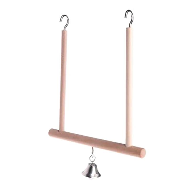Gaiola de madeira para pássaros, suporte de brinquedo de papagaio natural com balanço de madeira para animais de estimação, 1 peça - Image 1