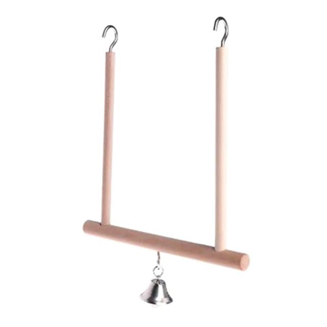 Gaiola de Madeira Natural para Pássaros com Suporte de Brinquedo e Balanço para Papagaios