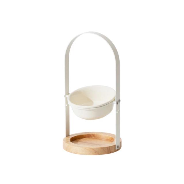 Tigela de cerâmica ajustável para cães e gatos com suporte, ideal para alimentação e hidratação de pequenos e médios animais de estimação