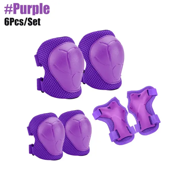 Conjunto 6 em 1 de Equipamentos de Proteção Infantil: Cotoveleiras, Joelheiras e Protetores de Pulso para Patinação, Ciclismo e Scooter